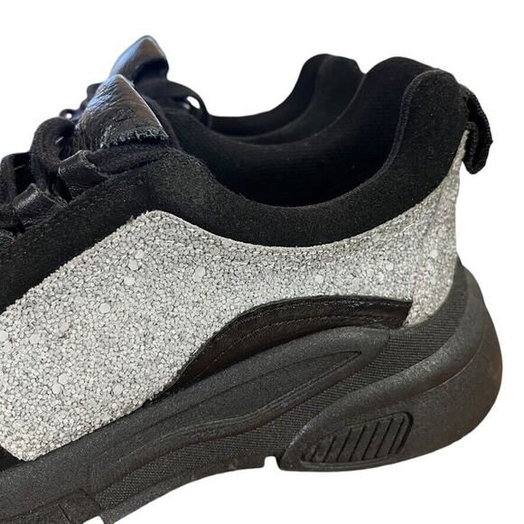 Sesto Meucci Womens Black Gray Lace Up Sneakers Athletic Leather Shoes sz 38 7.5 - Picture 9 of 16